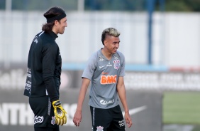 Cssio e Cantillo no treinamento deste sbado no CT Joaquim Grava