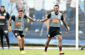 Gustavo e Michel no último treino antes do jogo contra o São Paulo, pelo Brasileirão