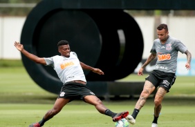 Jemerson e Luan no último treino antes do jogo contra o São Paulo, pelo Brasileirão