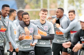 Everaldo e Piton no último treino antes do jogo contra o Botafogo