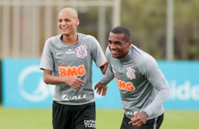 Fábio e Marllon no último treino antes do jogo contra o Botafogo