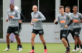 Marllon, Fábio Santos, Piton e Davó no último treino antes do jogo contra o Botafogo