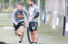 Gabriel Pereira e Bruno Mendez no treino da tarde desta tera-feira no CT Dr. Joaquim Grava