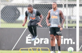 Xavier e Raul Gustavo no treino da tarde desta tera-feira no CT Dr. Joaquim Grava