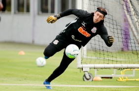 Cássio na atividade de hoje no CT Dr. Joaquim Grava