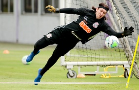 Goleiro Cássio na atividade de hoje no CT Dr. Joaquim Grava