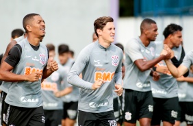 Jogadores do Corinthians no ltimo treino do Corinthians antes do jogo contra o Athletico-PR