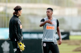 Cássio e Jô no primeiro treino depois da derrota para o Santos, pelo Brasileiro 2020