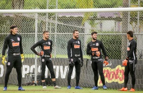 Cássio, Guilherme, Walter, Caique França, Donelli na atividade da tarde desta terça-feira no CT