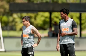 Gil e Fagner na atividade da manhã deste sábado no CT Dr. Joaquim Grava