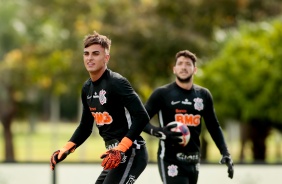 Donelli e Caque durante treino preparatrio para o jogo entre Corinthians e Palmeiras
