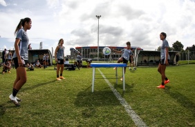 Elenco no treino do Corinthians na Argentina em preparao para  Libertadores Feminina