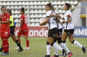 Jogadoras no jogo contra o Amrica de Cali, pela Copa Libertadores Feminina