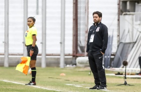 Tcnico Arthur Elias durante semifinal da Libertadores 2020 entre Corinthians e Amrica de Cali