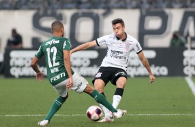 Lucas Piton na partida entre Corinthians e Palmeiras, pela semifinal do Campeonato Paulista 2021