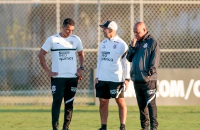 Fernando Lázaro, Flávio de Oliveira e Mauro da Silva durante treino no CT Dr. Joaquim Grava