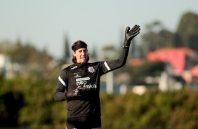 Cssio durante ltimo treino do Corinthians antes do jogo contra o Huancayo