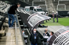 Diretoria corinthiana na Neo Química Arena para o duelo contra o Huancayo, pela Sul-Americana