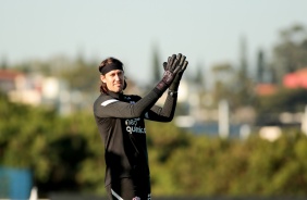 Goleiro Cssio durante ltimo treino do Corinthians antes do jogo contra o Huancayo