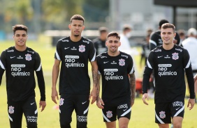 Roni, Joo Victor, Gustavo Silva e Piton durante treino do Corinthians, no CT Dr. Joaquim Grava