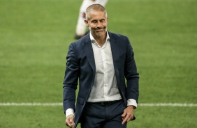 Sylvinho durante jogo entre Corinthians e Atltico-GO, pela estreia do Brasileiro 2021