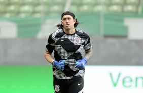 Cssio durante aquecimento da partida entre Corinthians e Amrica-MG, pelo Brasileiro