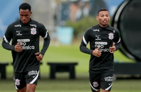 Cau e Ruan Oliveira no ltimo treino do Corinthians antes do jogo contra o Atltico-GO