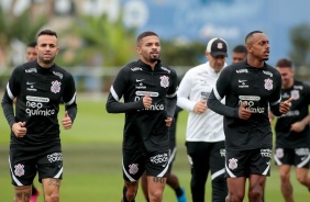 Luan, Vitinho e Raul no ltimo treino do Corinthians antes do jogo contra o Atltico-GO