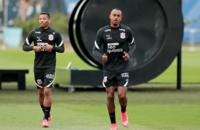 Ruan Oliveira e Raul Gustavo no ltimo treino do Corinthians antes do jogo contra o Atltico-GO