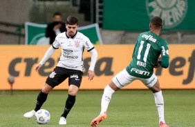 Fagner durante Drbi entre Corinthians e Palmeiras, no Allianz Parque, pelo Brasileiro