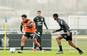 Du, Gabriel e Cau durante treinamento do Corinthians em preparao para duelo contra o Sport