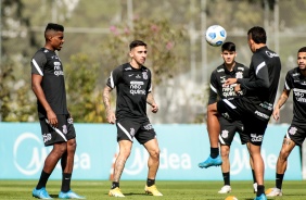 Jemerson, Mosquito e Araos no ltimo treino do Corinthians antes do jogo contra o Fluminense
