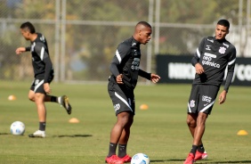 Xavier e Rodrigo Varanda no ltimo treino antes do jogo entre Corinthians e Chapecoense