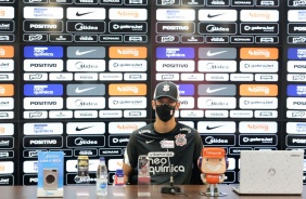 Zagueiro Joo Victor durante entrevista coletiva virtual