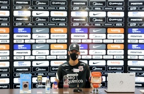 Zagueiro Joo Victor durante entrevista coletiva virtual