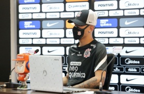Zagueiro Joo Victor durante entrevista coletiva virtual