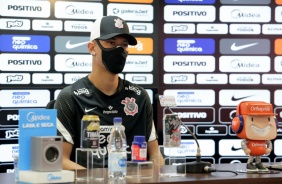 Zagueiro Joo Victor durante entrevista coletiva virtual