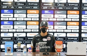 Zagueiro Joo Victor durante entrevista coletiva virtual