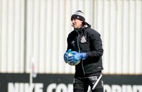 Cássio durante treino do Corinthians em preparação para duelo contra o Flamengo