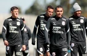 Jogadores do Timo durante ltimo treino do Corinthians antes do jogo contra o Flamengo