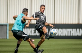 Gabriel durante treino do  Corinthians em preparação para duelo contra o Atlético-GO