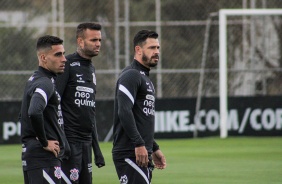 Gabriel, Luan e Giuliano no último treino do Corinthians antes do jogo contra o Grêmio