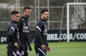 Gabriel, Luan e Giuliano no ltimo treino do Corinthians antes do jogo contra o Grmio