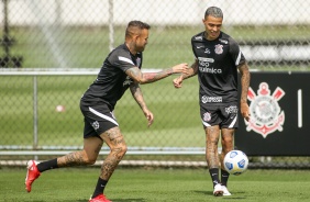 Luan e Thiaguinho participam de ltimo treino do Corinthians para duelo diante o Amrica-MG