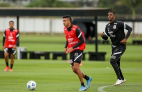 Cantillo e J no treinamento do Corinthians, no CT Dr. Joaquim Grava