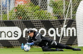 Goleiro Cssio no treinamento do Corinthians, no CT Dr. Joaquim Grava