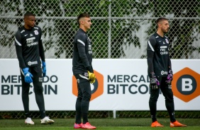 Goleiros do Timo durante ltima atividade antes do jogo entre Corinthians e Bahia