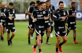 Gustavo Silva e Giuliano durante ltima atividade antes do jogo entre Corinthians e Bahia