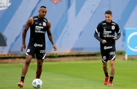 Raul Gustavo e Gabriel Pereira durante ltima atividade antes do jogo entre Corinthians e Bahia