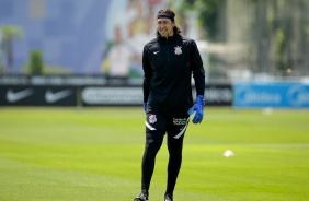 Cássio durante atividades do Corinthians no CT Joaquim Grava